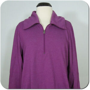 MERONA Sweatshirt XXL Womens Purple Half Zip Long Two Front Pockets